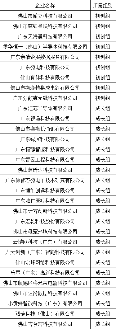 新一代信息技术领域推荐名单